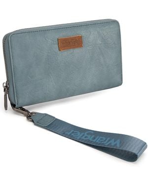 Wrangler S Wallet Wristlet Long Purse Clutch Large Capacity - Blue