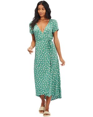 Billabong Womens Wrap Front Midi Length Casual Dress - Green