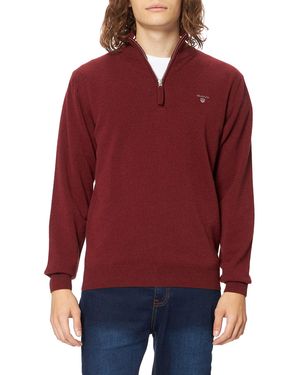 GANT Superfine Lambswool Half Zip Pullover - Rot