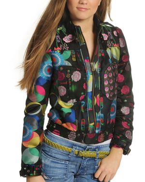 Desigual Acuarela Zipped S Jacket Black Size 16