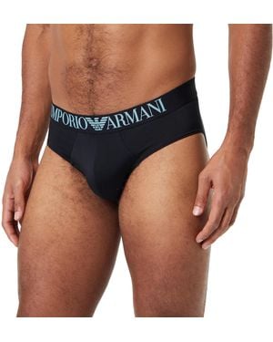 Emporio Armani All Over Eagle Microfiber Boxer Briefs - Blau