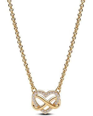 PANDORA Sparkling Infinity Heart Collier Necklace- No Box - Metallic