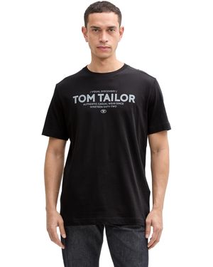 Tom Tailor Hoodie Sweatshirt mit Halbarm - Schwarz
