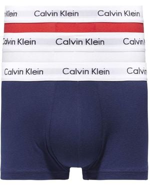 Calvin Klein Trunks - S Briefs - S Underwear Trunks - Signature Waistband Elastic - 3 Pack - Black - Red