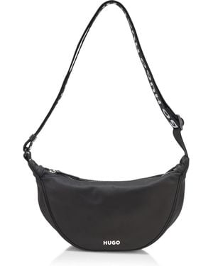 HUGO Repeat Logo Strap Crossbody Bag - Black