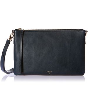 Fossil Sydney Umhängetasche Leder 28cm - Schwarz