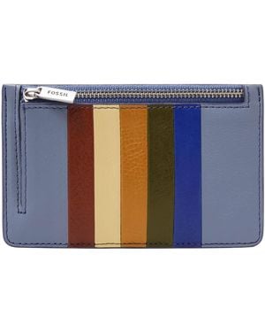 Fossil Logan Card Case With Keyring Light Lilac - Blau