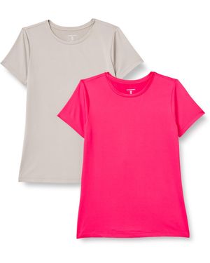 Amazon Essentials T-Shirt Girocollo a iche Corte Elasticizzata Tecnica Donna - Rosa