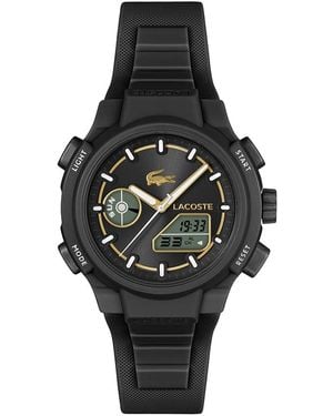 Lacoste Digital Watch – 45mm Sporty Fashion Timepiece With Silicone - Black