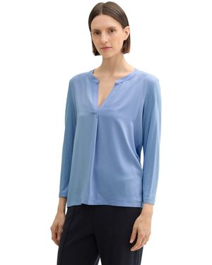 Tom Tailor 1043156 Blusenshirt mit Henley Ausschnitt - Blau