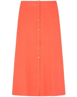 Springfield SPRINGFILED Falda Midi Botones Lino - Naranja