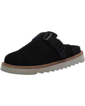 HUGO Slip On Top Buckle Suede Clogs - Black
