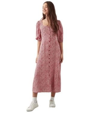 Dorothy Perkins Petite Red Ditsy Floral Button Through Midi Dress