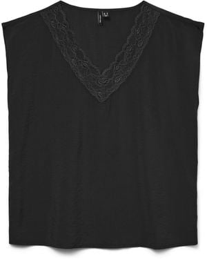 Vero Moda Vmsafa Sl V-Neck Lace Top WVN Ga Noos - Schwarz