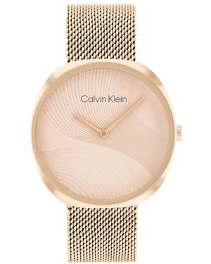 Calvin Klein Orologio Analogico al Quarzo da Donna Collezione SCULPT con Cinturino in Maglia Metallica in Acciaio Inossidabile - Metallizzato