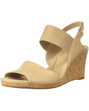 Clarks Lafley Lily Hook & Loop Beige Other Leather S Wedges 261500314 - Natural