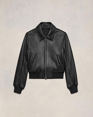 Ami Paris Lederjacke Mit Reißverschluss - Schwarz