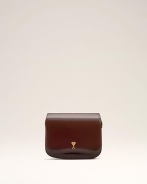 Ami Paris Paris Paris Tasche Aus Glasiertem Leder - Braun