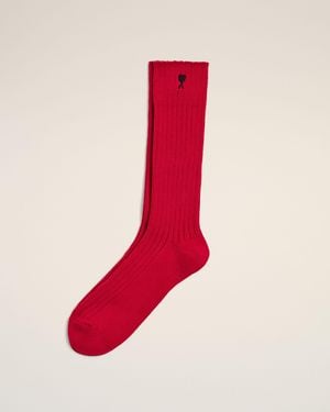 Ami Paris Ami De Coeur Socken Aus Roter Baumwolle Rot