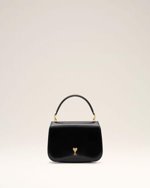 Ami Paris Paris Paris Tasche Aus Schwarzem Rindsleder Mit Oberem Henkel - Natur