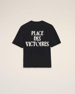 Ami Paris Schwarzes T-Shirt Aus Bedruckter Baumwolle "Place Des Victoires" Weiß