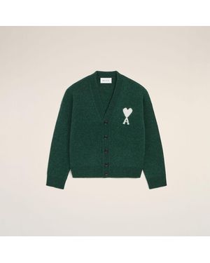 Ami Paris Cardigan Ami De Cœur - Verde
