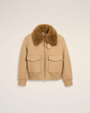 Ami Paris Gepolsterte Jacke Aus Beiger Wolle - Natur