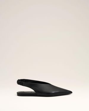 Ami Paris Slingbacks Aus Schwarzem Lammleder Mit Spitzer Zehenpartie - Natur