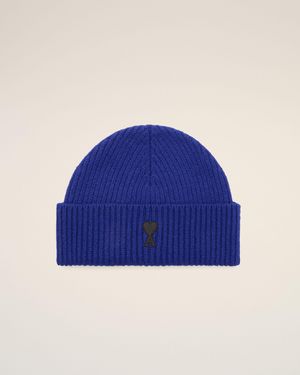 Ami Paris Ami De Coeur Beanie Aus Blauer Wolle Blau