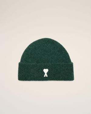 Ami Paris Ami De Coeur Beanie Aus Grüner Alpakawolle Grün