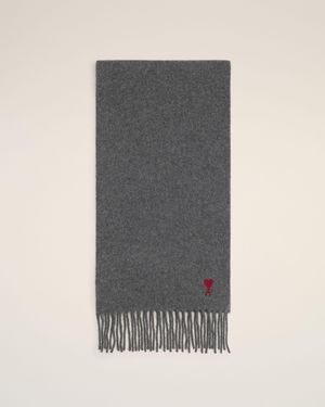 Ami Paris Ami De Coeur Schal Aus Grauer Wolle Grau