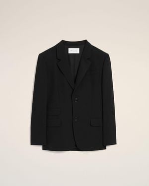 Ami Paris Gerade Geschnittener Blazer Aus Schwarzer Wolle Mit Einreiher-Verschluss