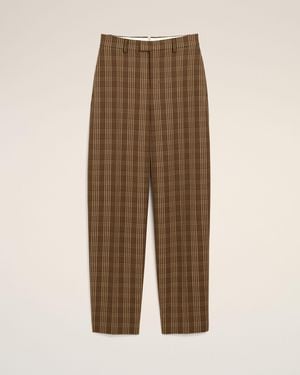 Ami Paris Ballonhose Aus Karierter Brauner Wolle Braun - Natur