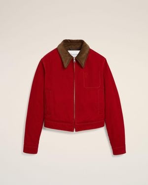 Ami Paris Ami De Coeur Blouson Aus Rotem Baumwollstoff Rot