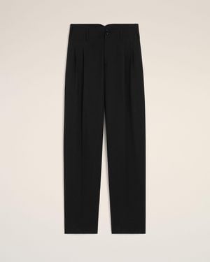 Ami Paris Schwarze Wollhose Mit Zwei Falten