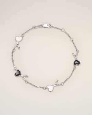 Ami Paris Ami De Coeur Armreif Aus Silberfarbenem Messing Mit Hammerschlag Mehrfarbig - Natur