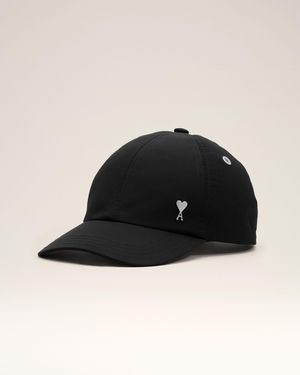 Ami Paris Ami De Coeur Cap Aus Schwarzem Nylon Und Baumwolle Mit Niete