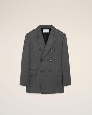 Ami Paris Doppelreihiger Blazer Aus Grauer Wolle Grau