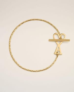 Ami Paris Ami De Coeur Armband Aus Goldfarbenem Messing Mit Kettengliedern Gelb - Natur
