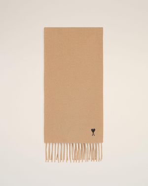 Ami Paris Ami De Coeur Schal Aus Beiger Wolle - Natur