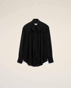 Ami Paris Lavallière-Bluse Aus Schwarzem Seidengemisch
