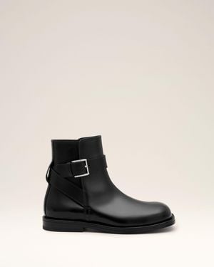 Ami Paris Stiefeletten Aus Schwarzem Leder Mit Schnalle