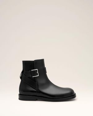 Ami Paris Stiefeletten Aus Schwarzem Leder Mit Schnalle