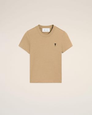 Ami Paris Ami De Coeur T-Shirt Aus Beiger Baumwolle - Natur