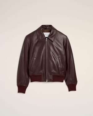 Ami Paris Blouson Aus Burgundfarbenem Lammleder Rot - Braun