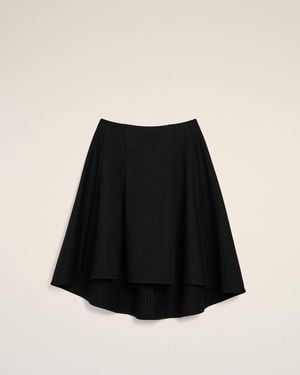 Ami Paris Schwarzer Midi-A-Linien-Rock Aus Baumwolle
