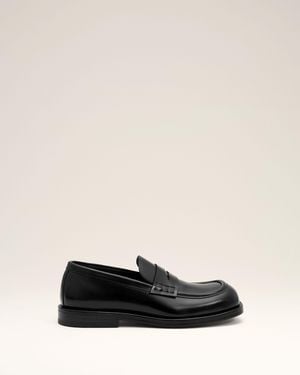 Ami Paris Loafer Aus Schwarzem Kalbsleder - Natur