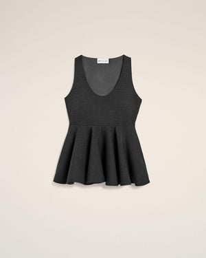Ami Paris Ärmelloses Peplum-Top Aus Grauer Wolle Grau - Schwarz