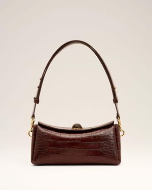 Ami Paris Carrousel Tasche Aus Braunem, Krokodilgeprägtem Kalbsleder Braun - Natur