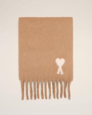 Ami Paris Ami De Coeur Schal Aus Brauner Alpakawolle Braun - Natur